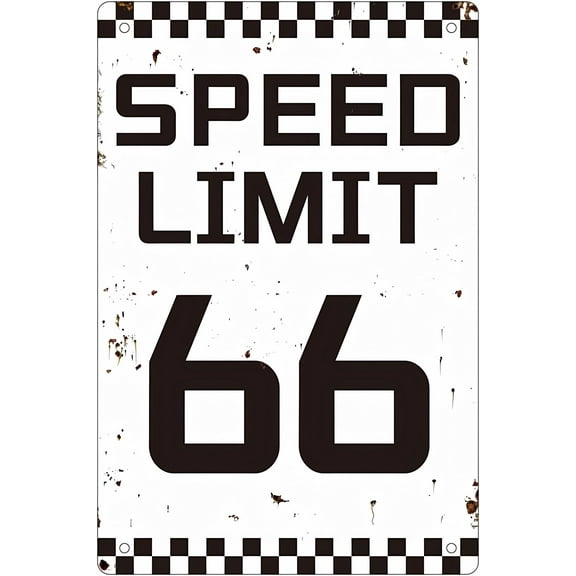 Funny 66 Speed Limit Tin Sign - 8"x12" Vintage Metal Warning Sign, Traffic Humor Decor for Home Farm Bar Coffee Shop Club Garage