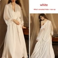 thumbnail image 2 of YWDJ Long Robes for Women Long Lightweight Solid Long Sleeve Pajamas L White, 2 of 3