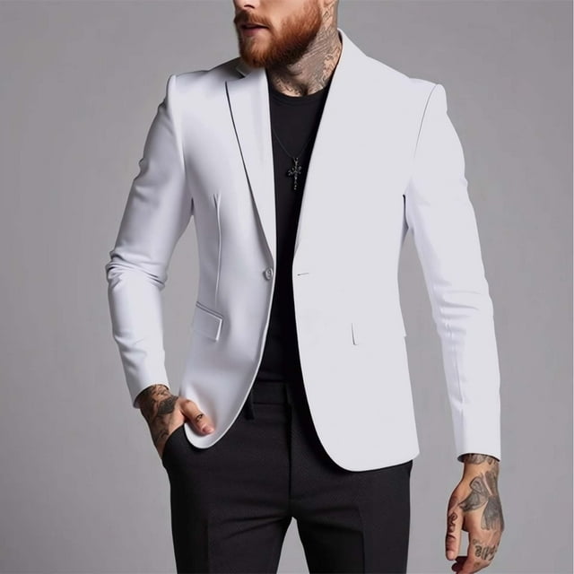 Manteau de Costume Décontracté à Revers pour Hommes avec Boutons devant et Poches pour Usage Professionnel et Quotidien