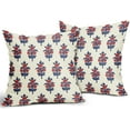 thumbnail image 2 of Navy Blue Red Floral Pillow Covers 20x20 Set of 2 Spring Summer Flower Leaves Print Decorative Throw Pillow Cases Outdoor Farmhouse Decoration for Sofa Couch Bed, 2 of 6