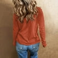 thumbnail image 6 of Honeeladyy Vintage Long Sleeve V Neck T Shirts for Women,Loose Fit Tunic Tops Solid Color Basic Retro Blouse Gift Red XL, 6 of 9