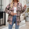 thumbnail image 2 of Women's Lightweight Flannel Plaid Button Down Shirts Oversized Long Sleeve Shacket Jacket Tops, 2 of 7