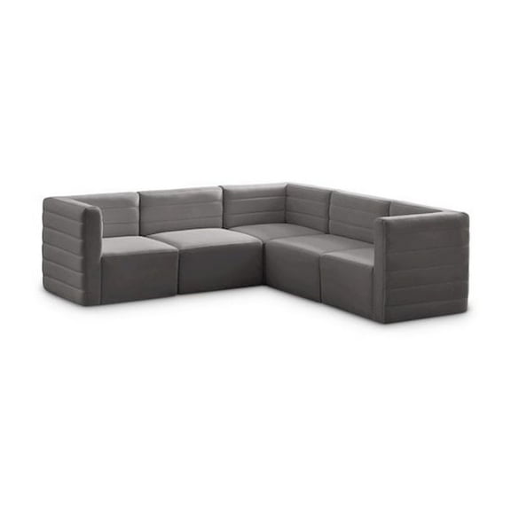 Meridian Furniture Quincy Grey Velvet Modular Sectional