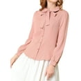 thumbnail image 4 of INSPIRE CHIC Women's Button Down Shirt Peter Pan Collar Tie Neck Workwear Blouses S Coral Pink, 4 of 8