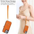 thumbnail image 6 of For Apple iPhone 16 Pro RFID Blocking Wallet Case Magnetic Flip Cover Multi-Card Slots Zipper Pocket With 360 ° Rotating Ring Holder Detachable Shoulder Strap And Wrist Strap,Orange,For iPhone 16 Pro, 6 of 10