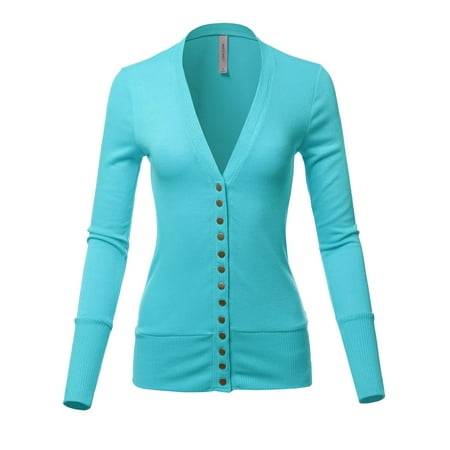 - FashionOutfit Women's Causal Snap Button Long Sleeves Everyday Cardigan