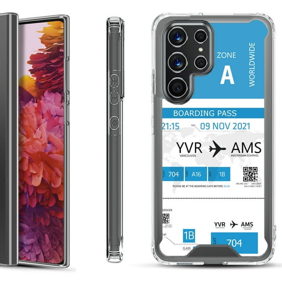 Shockproof Bumper Phone Case for Samsung Galaxy S22 Ultra 5G, by OneToughShield ® - Boarding Pass