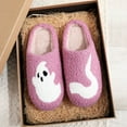 thumbnail image 2 of Mepaouo Womens Mens Slippers Halloween Cute Cartoon Plush Pumpkin Spooky House Home Winter Slippers Shoes, 2 of 6