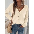 thumbnail image 4 of PRETTYGARDEN Women's Cozy Cardigan Sweater with Button V Neck Long Sleeve Tops Open Front for Fall Clothes Knit Winter Clothing Solid Business Casual & Vacation Outfits, 4 of 8