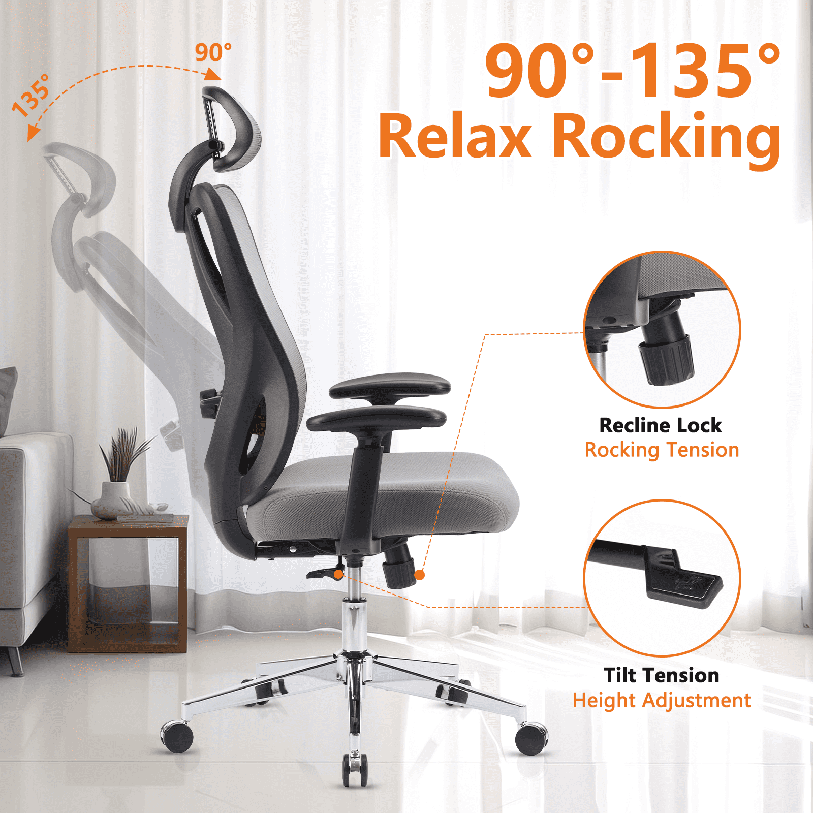 MAYEERTY Tall Office Chair for Standing Desk with Adjustable Foot Ring,Counter Height Office Chairs