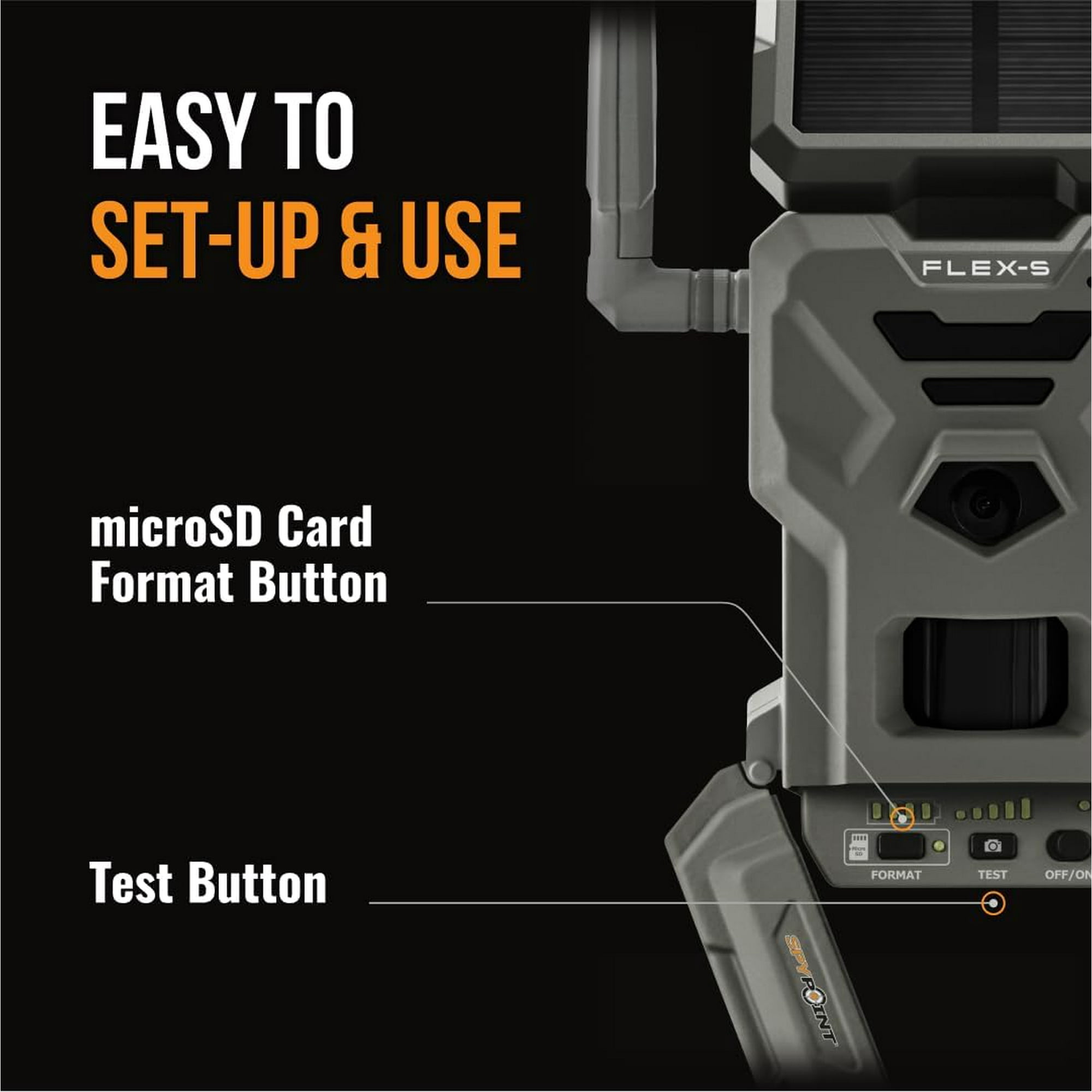 SPYPOINT Flex-S Cellular Trail Camera, Integrated Solar Panel, LTE
