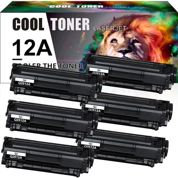 Ink realm 12A Toner Cartridges 12A Q2612A Laserjet 1020 1012 1022 1010 1018 1022n 3050 3015 3055 3030 3052 M1005MFP M1319F Printer Ink Black, 6-Pack