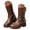Brown, variant on PFWOWB Women's Moto Mid Calf Biker Boots with Multiple Buckle Straps, Round Toe and Chunky Sole (Brown,8.5)