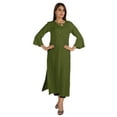 thumbnail image 4 of Moomaya Solid Rayon Kurta For Women bell Sleeve Drawstring Neck Long Ethnic Kurti, 4 of 7