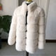 thumbnail image 5 of Chaqueta de piel sintética para mujer, abrigo cálido de invierno con cuello levantado, piel de zorro sintética rosa de 70cm, manga larga, piel esponjosa, novedad de 2022, 5 of 5