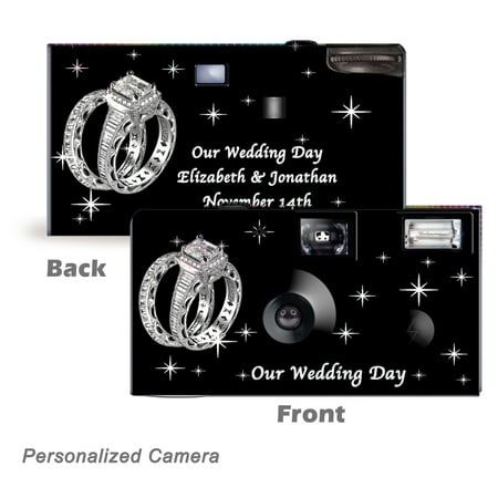 10 Pack Personalized   Shimmering Engagement on Black  Disposable Cameras. Free shipping.  Wedding Cameras, Event Cameras, from CustomCameraCollection (Best Disposable Camera For Wedding)