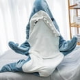 thumbnail image 3 of Cartoon Shark Sleeping Bag Pajamas Office Nap Shark Blanket Karakal High Quality Fabric Mermaid Shawl Blanket For Children, 3 of 11