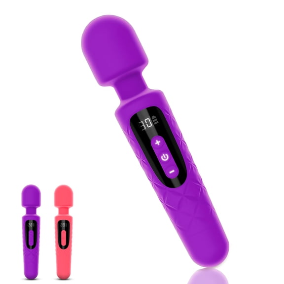 Handheld wireless electric body stick massager with 30 powerful frequency modes, stick massager with display screen, soft silicone - quiet and waterproof, USB rechargeable