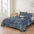 thumbnail image 2 of Twin Quilt Set 68''x86'', Boho Blue Lightweight Summer Bedspread Coverlet Set with 2 Pillow Shams, Vintage Ethnic Modern Geometric Abstract Breathable All Season Quilt Bedding for Dorm/Bedroom, 2 of 9