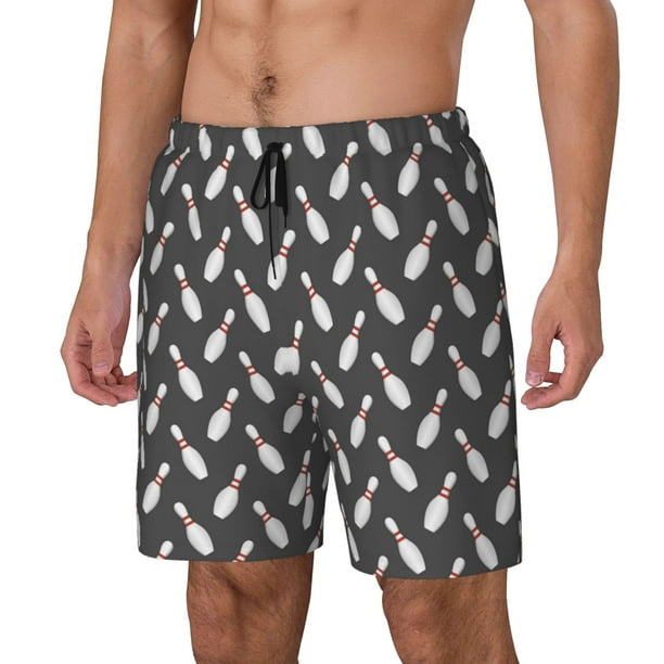 Balery Bowling Pins Bañador para hombre, shorts de playa de secado rápido con entrepierna y forro de compresión-XX-Large