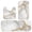 White and Gold Marble Pattern, variant on White and Gold Marble Pattern Bathroom Rug Set 3 Piece,Non-Slip Bath Mat Set with U-Shaped Contour and Runner Soft Absorbent Washable