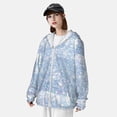 thumbnail image 3 of Kdxio White Bule Glitter Print Women Men Sun Protection UPF 50+ Jackets Zip Up Long Sleeve Hoodie Hiking Lightweight with Pockets, 3 of 7