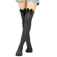 thumbnail image 2 of Womens Bow Accent Pure Color Thigh High Socks Over The Knee Holiday Socks, 2 of 5