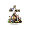 thumbnail image 1 of zhangmingg Easter Solid Material 2D Rabbit Egg Center Statue Desktop Ornament for Home Living Room Shelves, 1 of 8