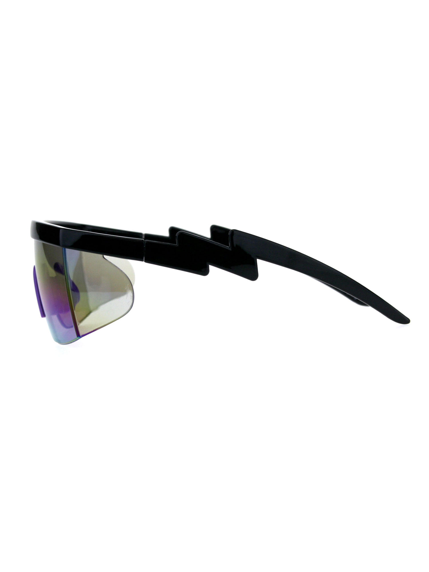 SunglassUP Super Oversize Flat Top Geometric Single Face Shield Neon Visor 80s Style Sunglasses with Mirrored or Smoke Lens 