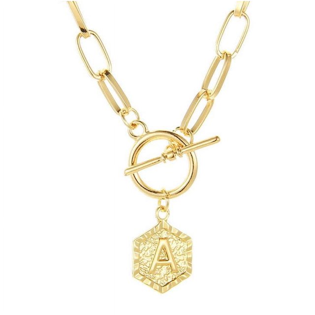 Bilqis Chaîne Pendentif Lettre Anglaise 26 Deals, Collier Rétro Paperclip Hexagone