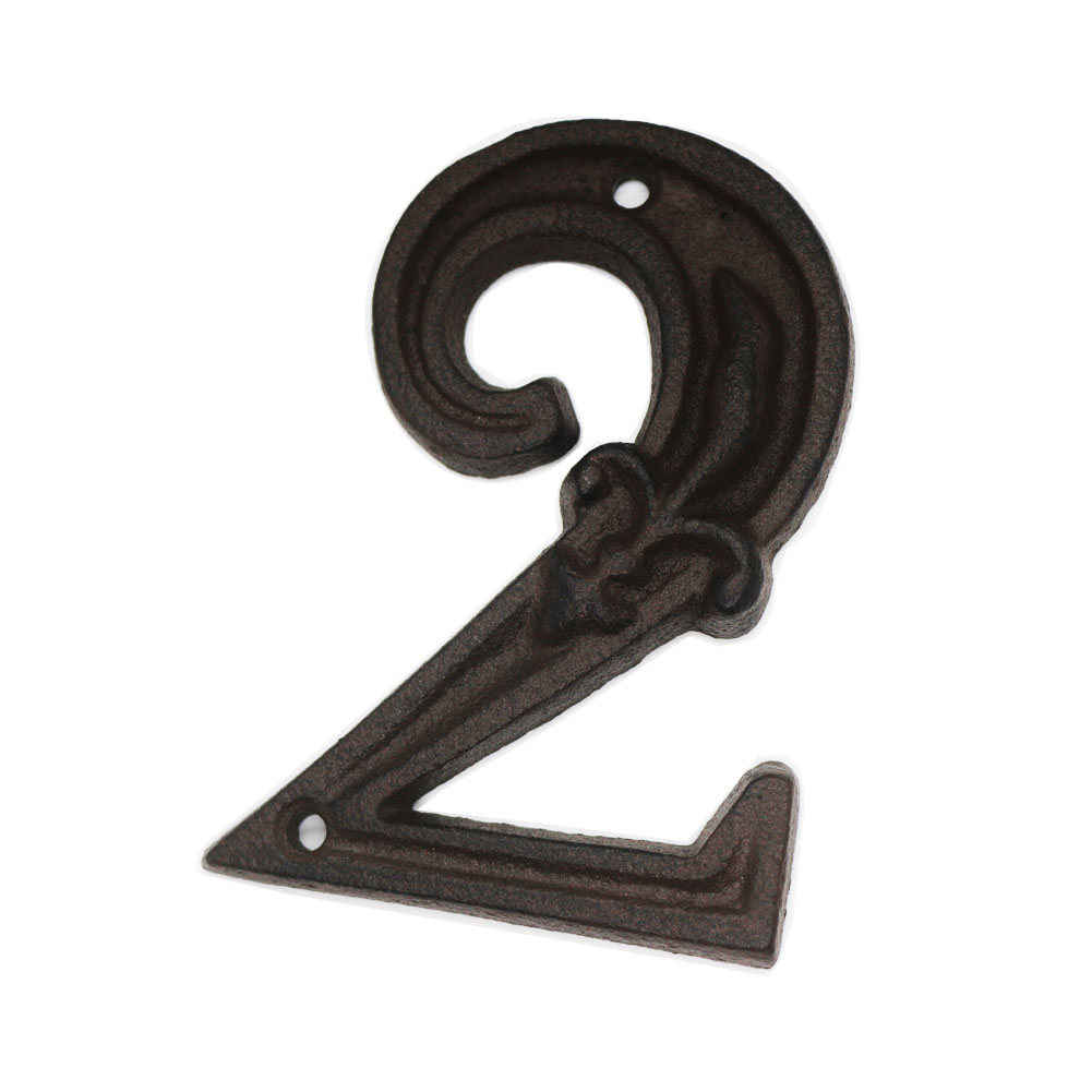 4.6" Cast Iron House Numbers- Solid & Heavy Duty Rustic Decorative Numbers with Fleur De Lis Design for House Home Address Plaque Garden Yard Post Mailbox Hanging Wall Sign Letters Decor - image 3 of 5