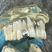 Open Face Heart Teeth Grillz Cap Silver Tone One Single Tooth