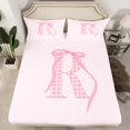 thumbnail image 2 of Erosebridal Teens Monogrammed Full Sheet Sets, Initial R Letter Bedding Full Size, Pink Bowknot Decor, 2 of 7