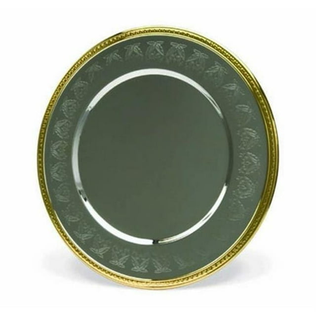 Leeber 82529 Elegance Embossed 2 Tone Charger Plate, Silver & Gold
