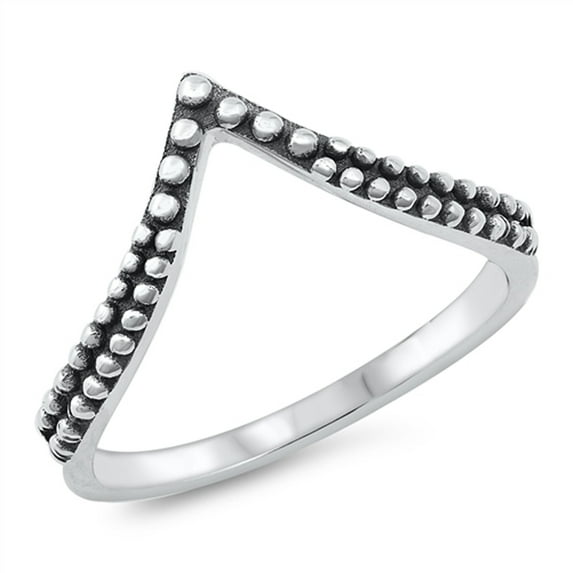 Chevron V Shape Bali Ring Oxidized .925 Sterling Silver Band Jewelry Female Male Unisex Size 10
