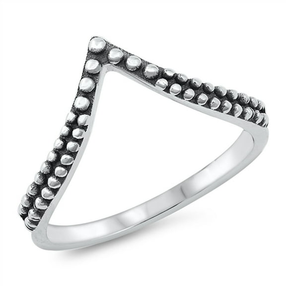 Chevron V Shape Bali Ring Oxidized .925 Sterling Silver Band Jewelry Female Male Unisex Size 6