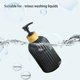 thumbnail image 4 of Juego de dispensadores de jabón de vidrio Black Clear | Bomba de jabón de manos de baño con grano vertical | Botella de lavavajillas de cocina de 14oz | Recargable antideslizante con textura, 4 of 7
