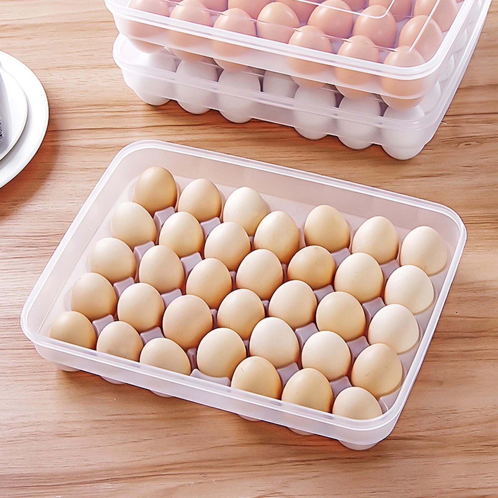 TISHITA 2xEgg Container Egg Bins Keep Fresh Reusable Fridge Organizer Egg Holder