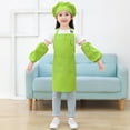 thumbnail image 2 of Daznico Kid Art Smock Solid Color Apron Sleeve and Hat Three Piece Set for Children Printed Artist Painting Aprons Smocks with Long Sleeve,9-12 Years, 2 of 3