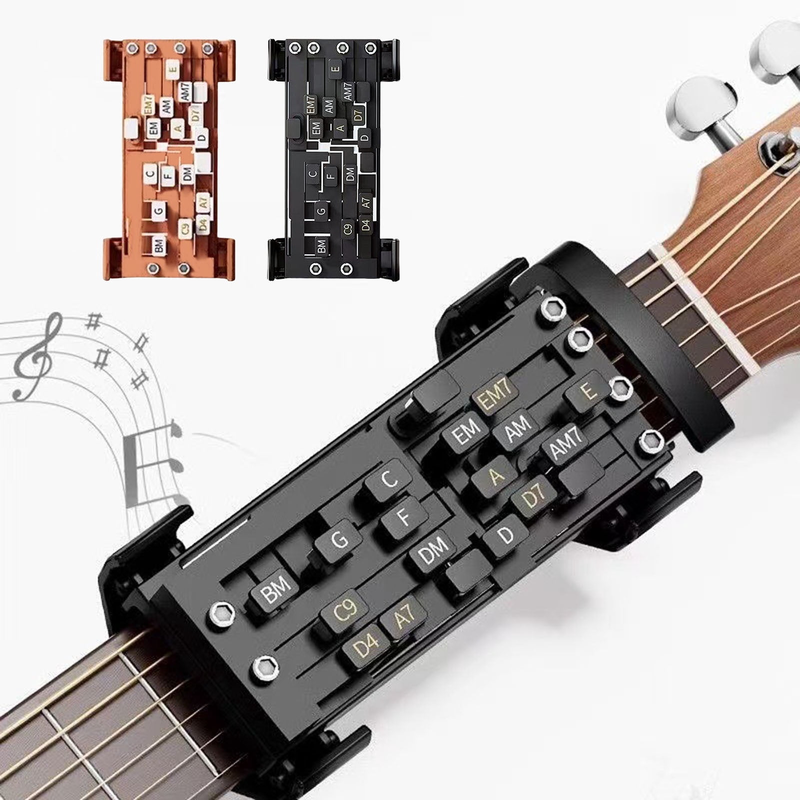 YIFAEUX Guitar Chord Presser Beginner Arthritis Player Guitar Chord Helper Trainer Portable Clip-on Acoustic Electric Guitar Learning Tools