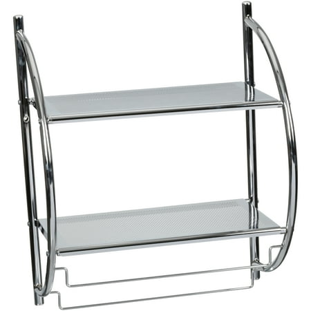 Organize It All 1753W-B Chrome Two-Tier Shelf With Towel Bars
