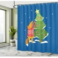 thumbnail image 4 of Ambesonne Vintage Winter Shower Curtain, Fox in Sweater Tree, 69"Wx70"L, Cobalt Blue Multicolor, 4 of 4