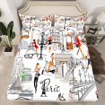 thumbnail image 2 of Homewish Fashion Paris Girl Queen Sheet Sets, Romantic Valentine's Day Flat Sheet, Teen Adult Girl Women Queen Fitted Sheet, Super Cozy Room Decor, 4-Piece, 2 of 7