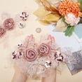 thumbnail image 3 of 3D Flower Organgza Polyester Embroidery Ornament Accessories Sequin/Paillette Applique Patch Sewing Craft Decoration with Rhinestone Light Coral 390x230x21mm, 3 of 6