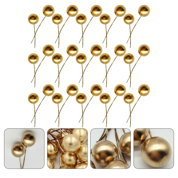 Homoyoyo 200Pcs Golden Artificial Berries for Wreaths Holiday Decorations Craft Supplies