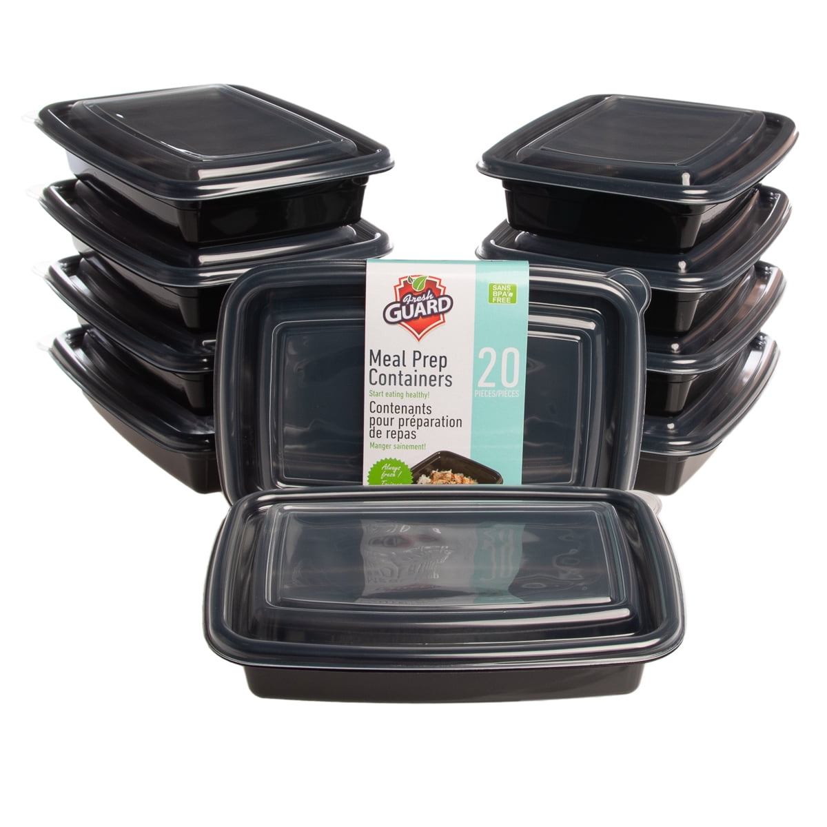 Lid Reusable BPA Free 24 oz Microwavable Black Plastic Meal Prep Food Container 
