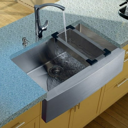 Vigo Stainless Steel Farmhouse Kitchen Sink and Faucet Set