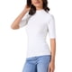 thumbnail image 4 of Suéter de cuello simulado para mujer INSPIRE CHIC, ligero, ajuste slim, de media manga, parte superior de punto, XS, blanco, 4 of 6