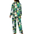 thumbnail image 2 of Renewold Ladies Comfort Button Pajamas Daily Wear Clothing 2 Pieces Soft Women Sweatshirt Sweatpants Set Size M Snowman Palm Leaves Nightgown Pajamas Top,Christmas Holiday, 2 of 6