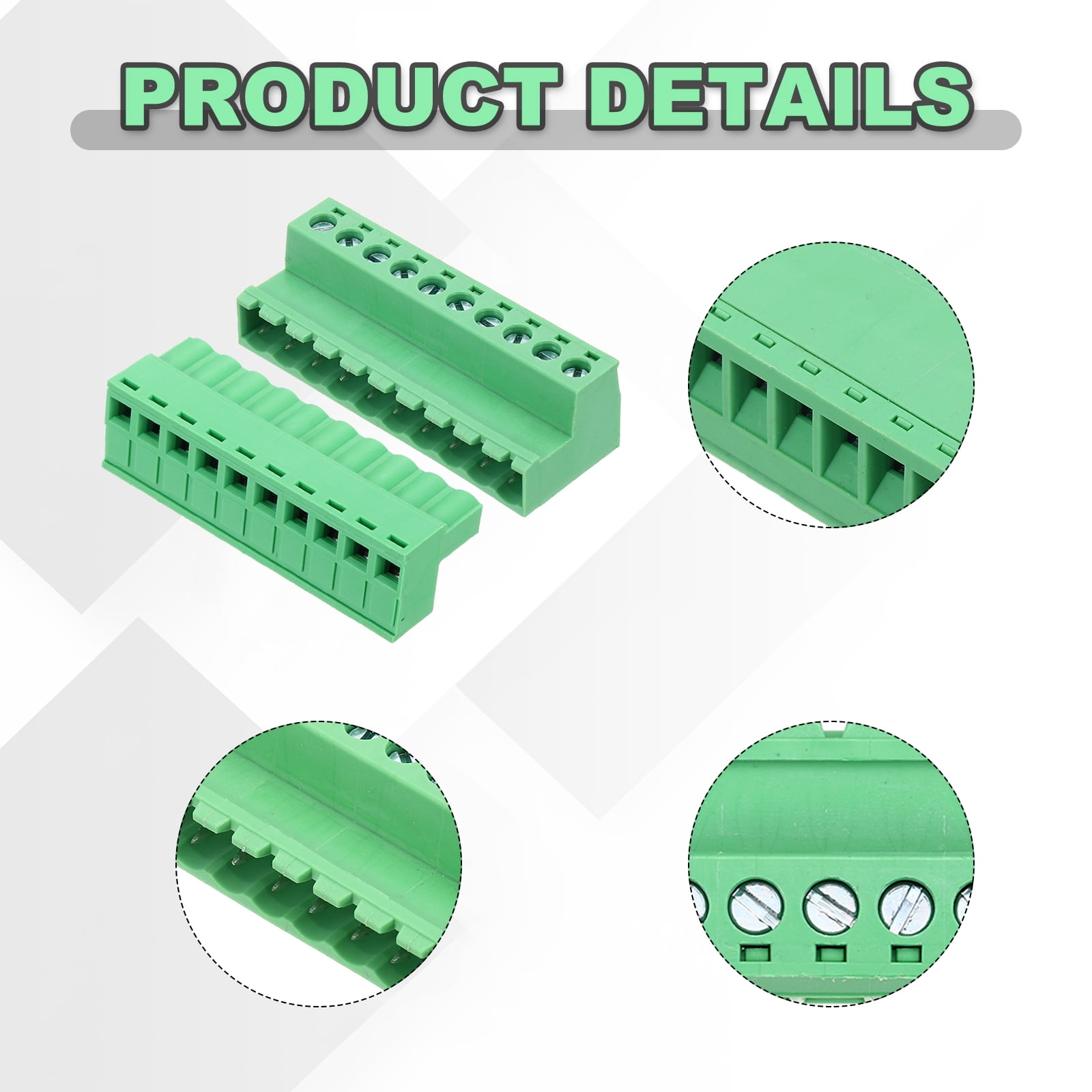 10PCS 10-Pin PCB Mount Screw Terminal Block Connector 5.08mm/0.2inch Pitch